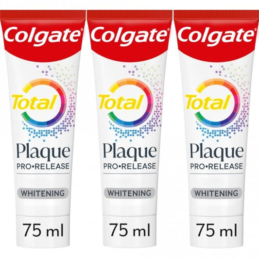 Colgate Total Plaque Pro-Release Whitening Toothpaste Trio 3 x 75ml