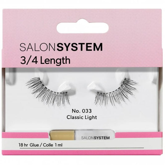 Salon System 3/4 Length Classic Light Strip Lashes Black 033