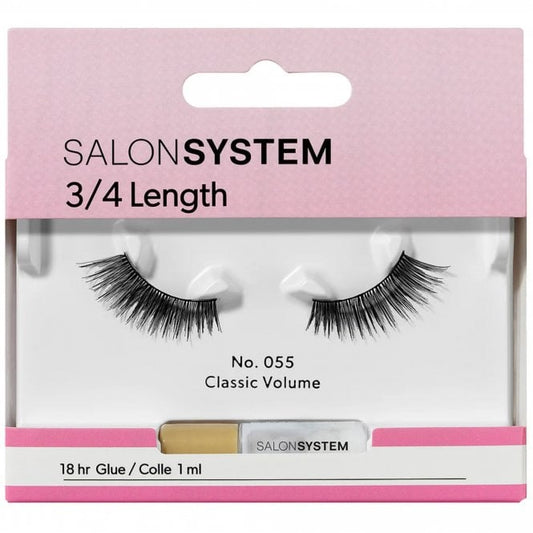 Salon System 3/4 Length Classic Volume Strip Lashes Black 055