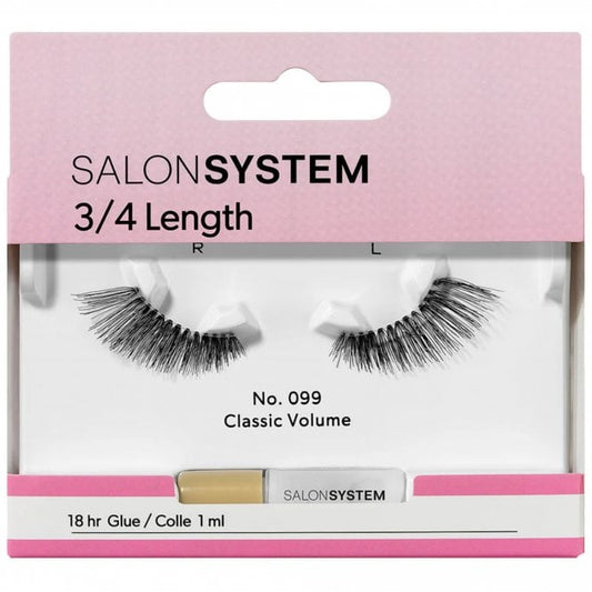 Salon System 3/4 Length Classic Volume Strip Lashes Black 099