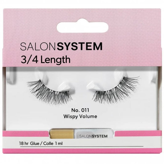 Salon System 3/4 Length Wispy Volume Strip Lashes Black 011