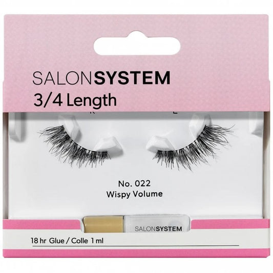 Salon System 3/4 Length Wispy Volume Strip Lashes Black 022