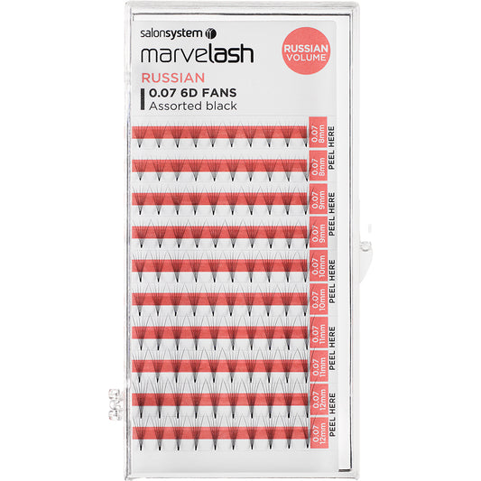 Salon System Marvelash Russian 0.07 6D Fans Assorted Lashes Black