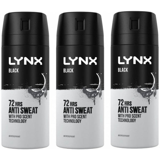 Lynx 72h Black Anti-Perspirant Deodorant Trio 3 x 150ml