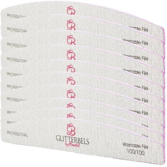 Glitterbels Nail File 100/100 Grit Pack of 10