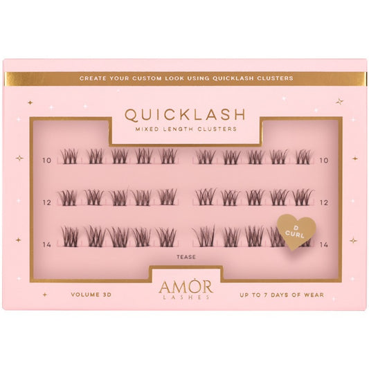 Amor Lashes QuickLash Mixed Length Individual Lash Clusters Multipack Tease Black 30 Clusters