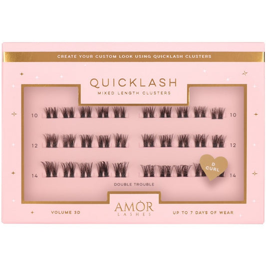 Amor Lashes QuickLash Mixed Length Individual Lash Clusters Multipack Double Trouble Black 30 Clusters