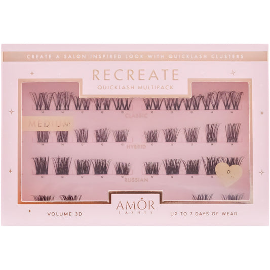 Amor Lashes QuickLash Mixed Length Individual Lash Clusters Multipack Recreate Black 32 Clusters