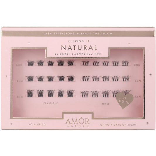 Amor Lashes QuickLash Mixed Length Individual Lash Clusters Multipack Keeping It Natural Black 30 Clusters