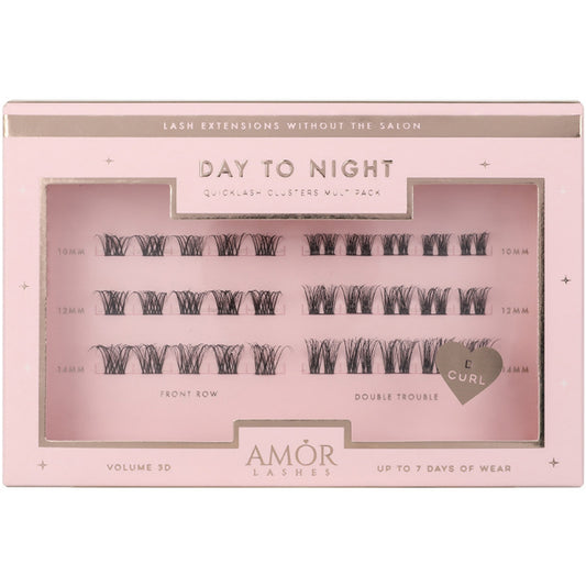 Amor Lashes QuickLash Mixed Length Individual Lash Clusters Multipack Day To Night Black 30 Clusters