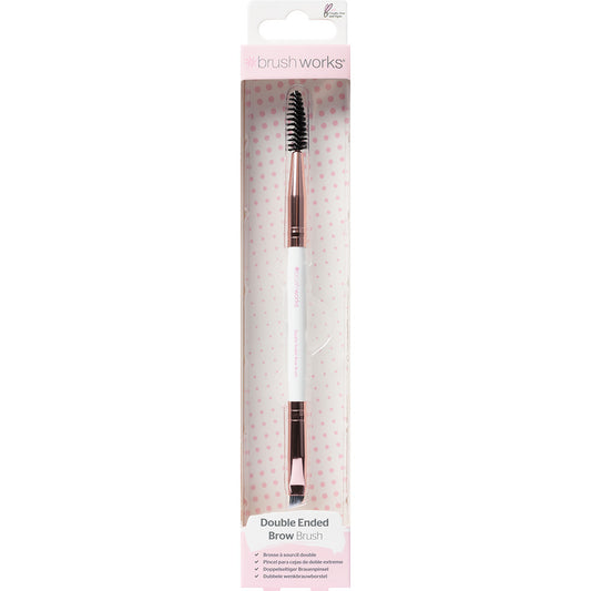 Brushworks White & Gold Brow Duo Brush