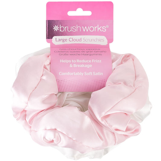 Brushworks Large Cloud Scrunchies Pink & White Pack of 2