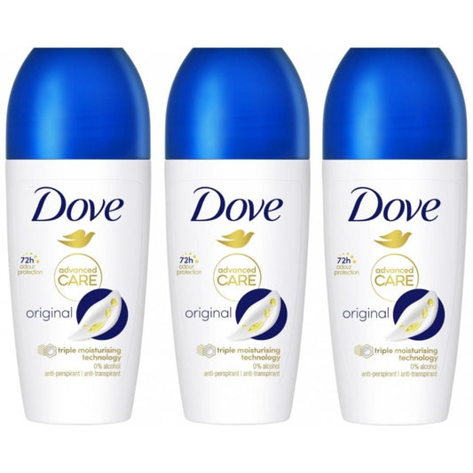 Dove Advanced Care Original Anti-Perspirant Deodorant Roll-On Trio 3 x 50ml