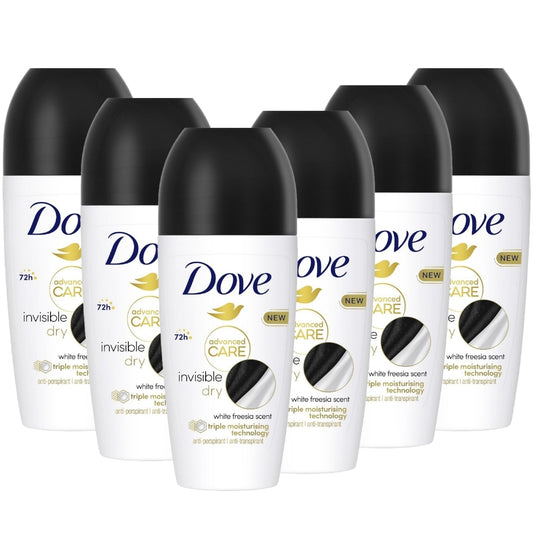 Dove Advanced Care Invisible Dry Anti-Perspirant Deodorant Roll-On Multipack 6 x 50ml