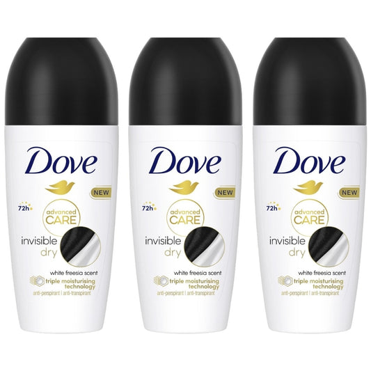 Dove Advanced Care Invisible Dry Anti-Perspirant Deodorant Roll-On Trio 3 x 50ml