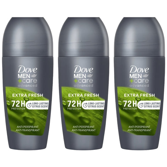 Dove Men Advanced Care Extra Fresh Anti-Perspirant Deodorant Roll-On Trio 3 x 50ml