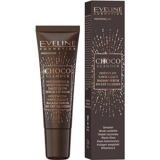 Eveline Cosmetics Choco Glamour Nourishing Daily Glow Serum Lip Balm 12ml