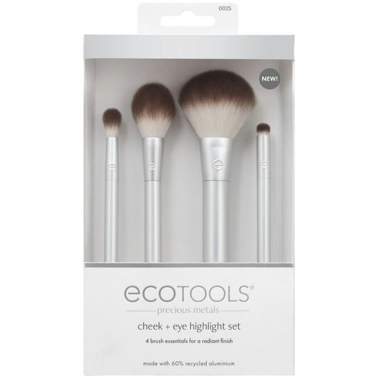 EcoTools Precious Metals 4 Piece Cheek & Eye Highlight Makeup Brush Set