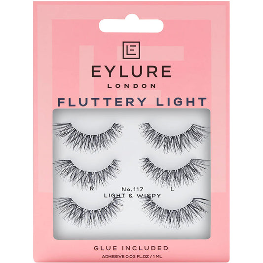 Eylure Fluttery Light 117 Light & Wispy Strip Lashes Black Multipack 3 Pairs