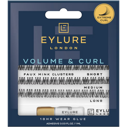 Eylure Extreme Volume & Curl Individual Assorted Length Faux Mink Lash Clusters Black