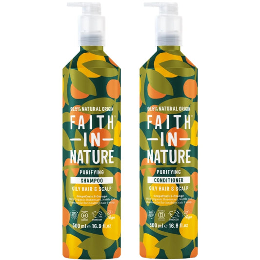 Faith In Nature Grapefruit & Orange Shampoo & Conditioner Aluminium Bottle Twin 2 x 500ml