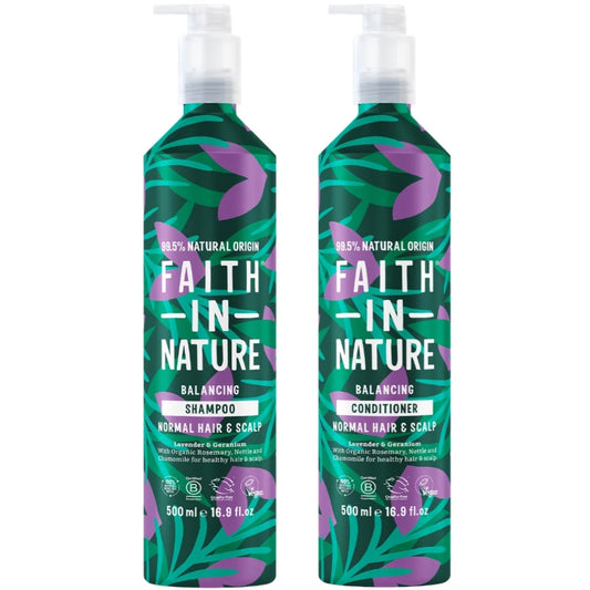 Faith In Nature Lavender & Geranium Shampoo & Conditioner Aluminium Bottle Twin 2 x 500ml