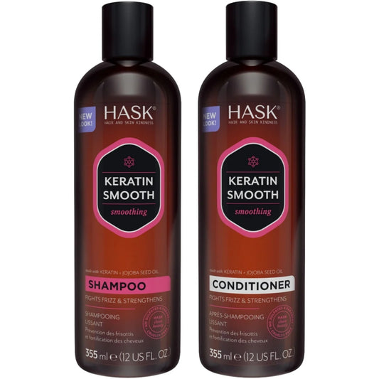 Hask Keratin Smooth Protein Smoothing Shampoo & Conditioner Twin 2 x 355ml