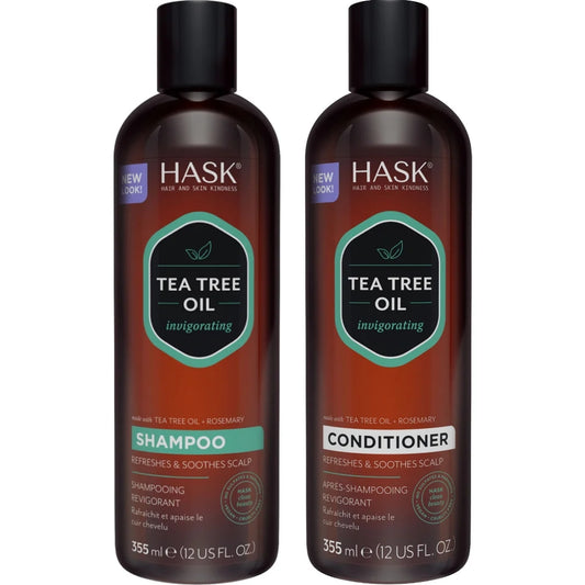 Hask Tea Tree Oil Invigorating Shampoo & Conditioner Twin 2 x 355ml