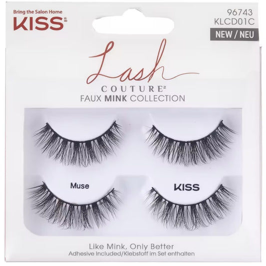 Kiss Lash Couture Faux Mink Collection Strip Lashes Muse Black Twin Pack