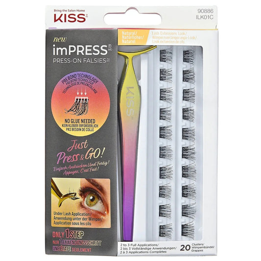 Kiss Impress Press-On Falsies Individual Lashes Natural Black 20 Clusters