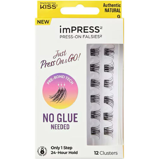 Kiss imPress Press-On Falsies Individual Lashes Black 02 Voluminous 20 Clusters