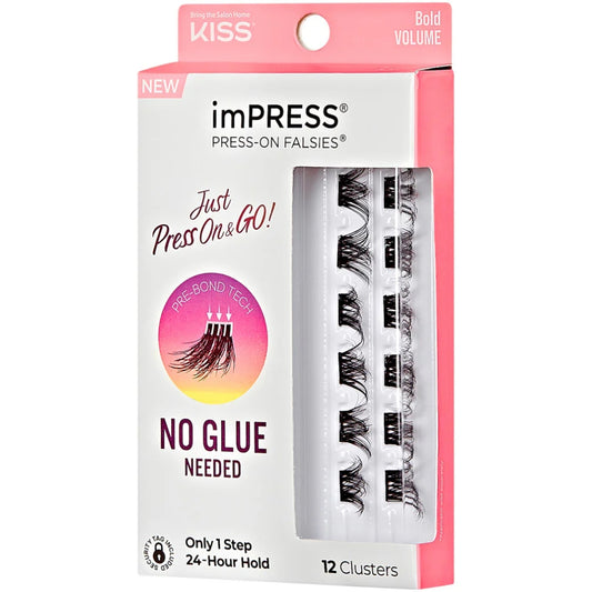 Kiss imPress Press-On Falsies Individual Lashes Black 05 Bold Volume 12 Clusters