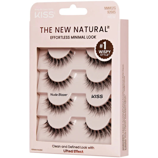 Kiss The New Natural Multipack 02 Nude Blazer Strip Lashes Black 4 Pairs