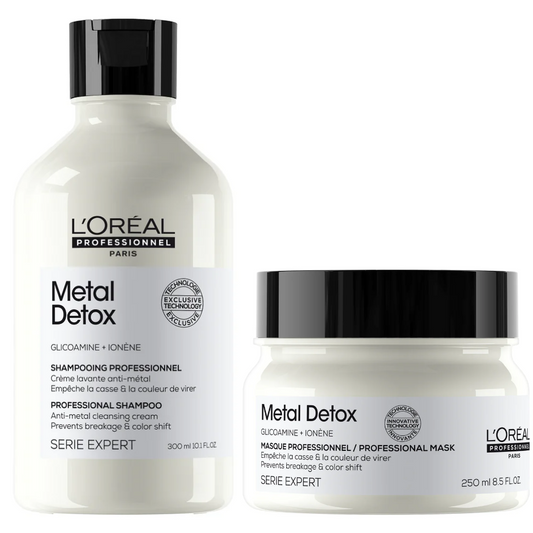 L'Oreal Professionnel Serie Expert Metal Detox Anti-Metal Cleansing Cream Shampoo 300ml & Mask 250ml Twin