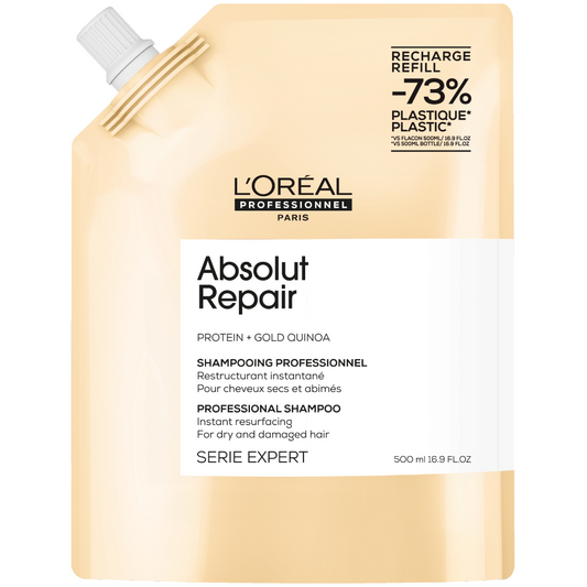 L'Oreal Professionnel Serie Expert Absolut Repair Protein + Gold Quinoa Instant Resurfacing Shampoo Refill Pouch 500ml