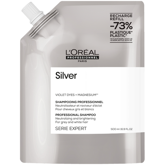 L'Oreal Professionnel Serie Expert Silver Neutralising + Brightening Shampoo Refill Pouch 500ml