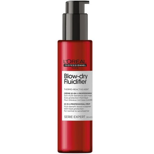 L'Oreal Professionnel Serie Expert Blow-Dry Fluidifier 10-in-1 Multi-Benefit Thermo-Reactive Leave-In Treatment Cream 150ml