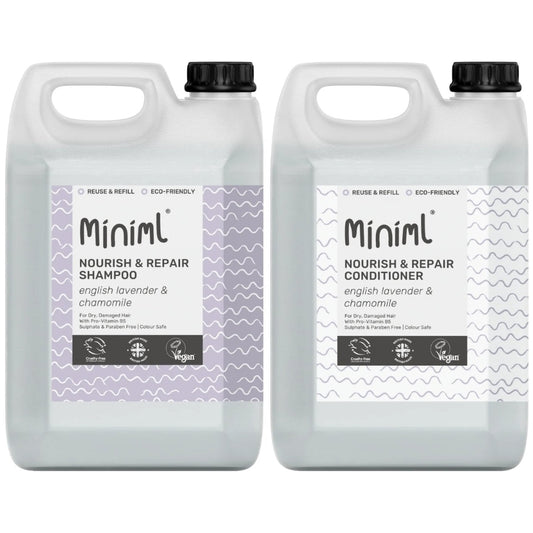 Miniml Eco Friendly Nourish & Repair Lavender & Chamomile Shampoo & Conditioner Twin 2 x 5000ml