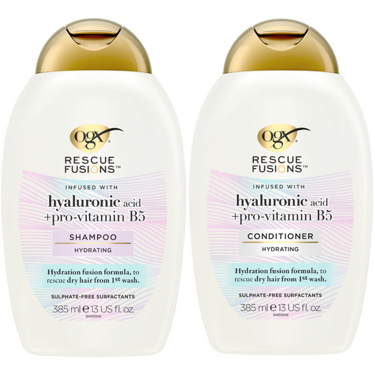 OGX Rescue Fusions Hyaluronic Acid & Pro-Vitamin B5 Hydrating Shampoo & Conditioner Twin 2 x 385ml