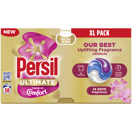 Persil Ultimate Touch Of Comfort Bio Laundry Washing Detergent Capsules 38 Washes