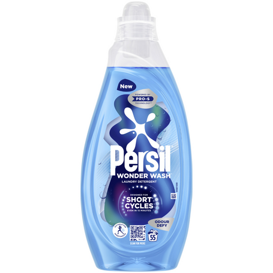 Persil Wonder Wash Odour Defy Bio Liquid Laundry Washing Detergent 55 Washes 1485ml