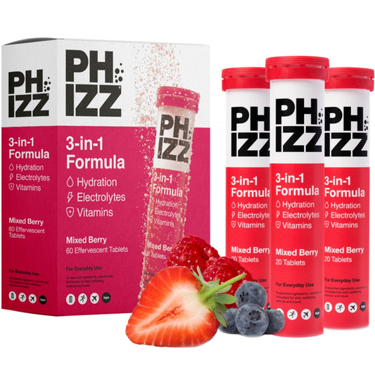 Phizz Mixed Berry 3 in 1 Multivitamin Hydration Tablets 60 Tablets