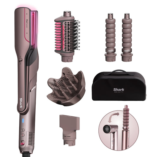 Shark Beauty FlexFusion Straight 5-In-1 Air Styler, Dryer & Ceramic Straightener with Storage Case Cosmic Blush