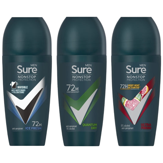 Sure Mens Anti-Perspirant Deodorant Roll-On Variety Pack 3 x 50ml