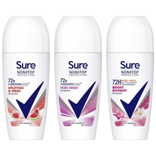 Sure Womens Anti-Perspirant Deodorant Roll-On Variety Pack 3 x 50ml