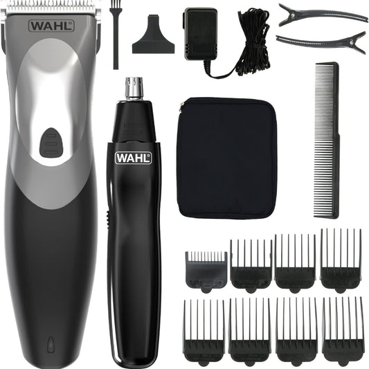 Wahl Clip N Rinse Plus Cord/Cordless Hair Clipper & Nose Trimmer Grooming Set