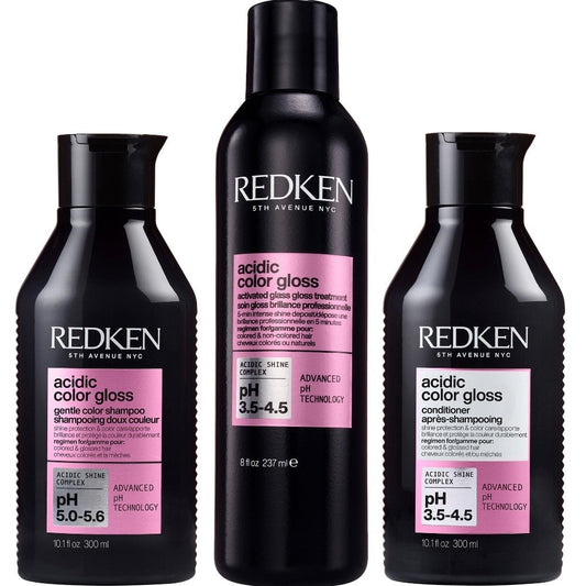 Redken Acidic Colour Gloss Shampoo 300ml, Gloss Treatment 237ml & Conditioner 300ml Trio