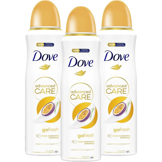 Dove Advanced Care Go Fresh Passion Fruit & Lemongrass Anti-Perspirant Deodorant Trio 3 x 200ml