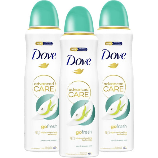 Dove Advanced Care Go Fresh Pear & Aloe Vera Anti-Perspirant Deodorant Trio 3 x 200ml