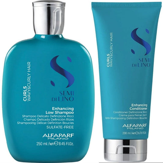 Alfaparf Milano Semi Di Lino Curls Enhancing Low Shampoo 250ml & Conditioner 200ml Twin